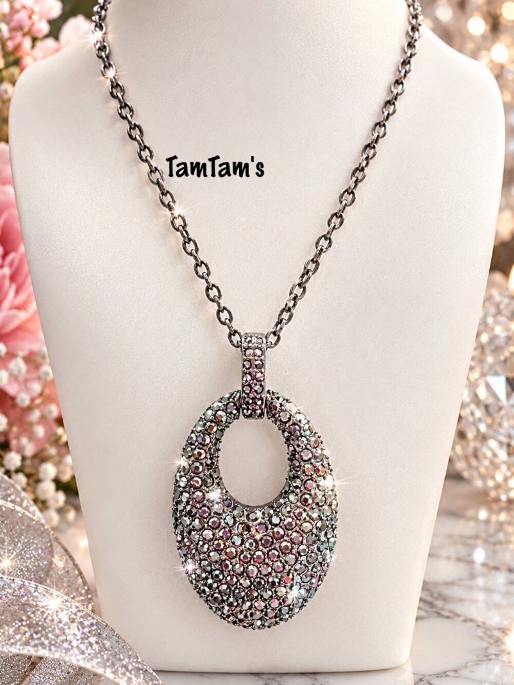 Park Lane Flaunt Hematite Encrusted Austrian Crystals Long Necklace
